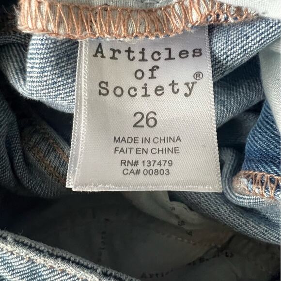 Articles of Society High Waisted Medium Wash Distressed Straight Leg Jeans - Picture 7 of 8